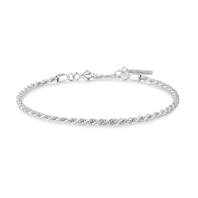 Women’s engraved bracelet-Sterling Silver Twisted Rope Chain Bracelet by Ania Haie