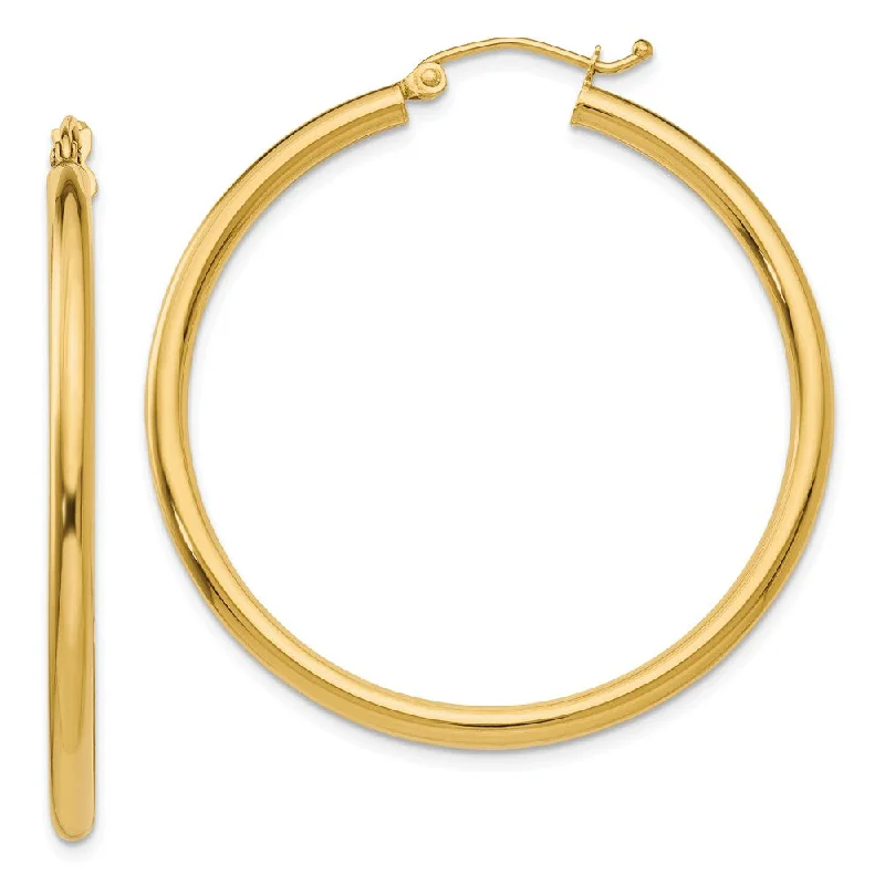 Women’s oversized earrings-2.5mm, 14k Yellow Gold Classic Round Hoop Earrings, 40mm (1 1/2 Inch)