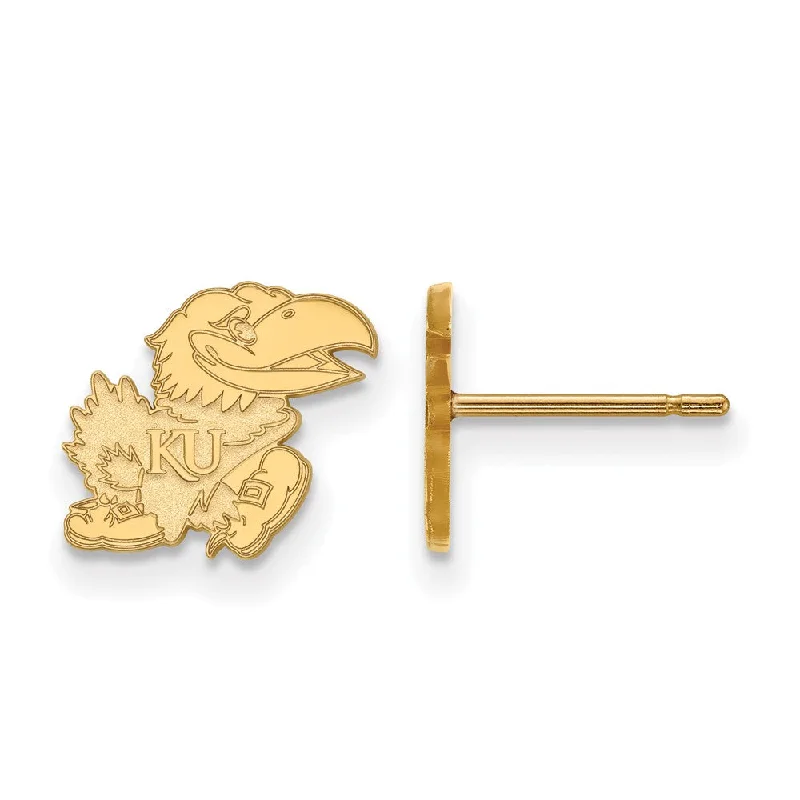 Women’s modern earrings-14k Gold Plated Silver University of Kansas XS (Tiny) Post Earrings