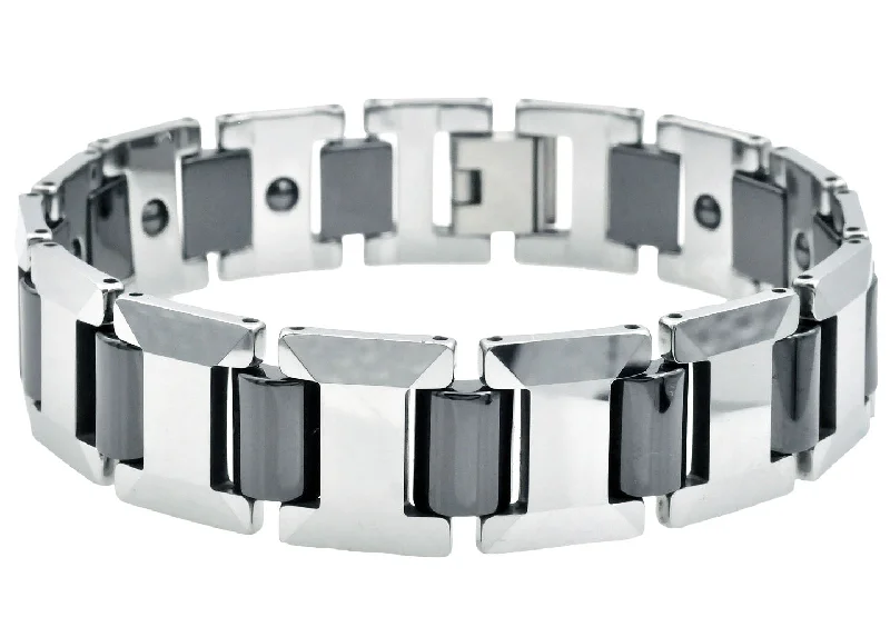 Women’s silver bracelet-Mens I-Link Tungsten Bracelet