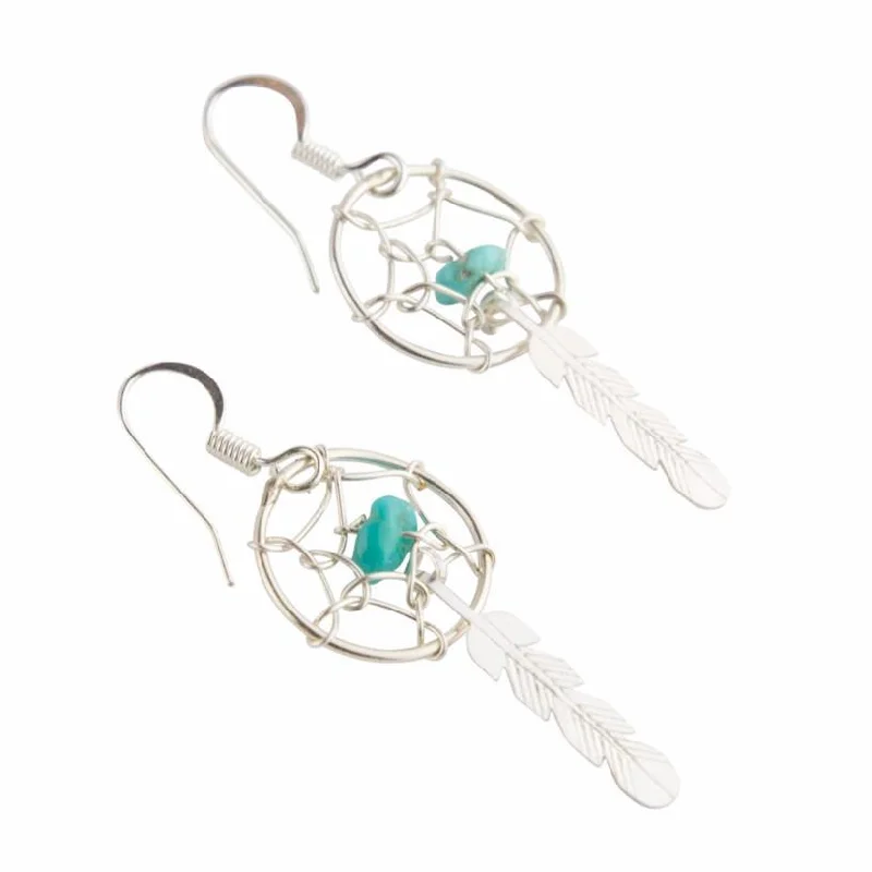 Women’s creative earrings-Mini Dreamcatcher Navajo Earrings - Sterling Silver