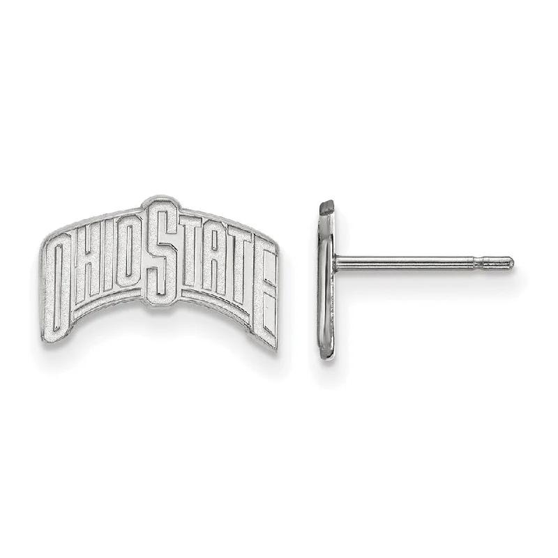 Women’s classic hoop earrings-10k White Gold Ohio State University Small Logo Post Earrings