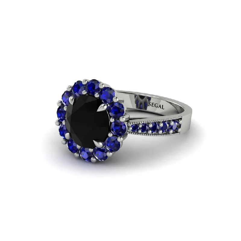 Women’s matching wedding band-Sapphire Round Halo Engagement Ring - Unity No. 69