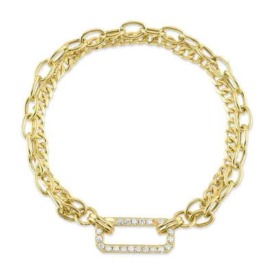 Women’s statement bracelet-14K Yellow Gold 0.41ctw Diamond Double Strand Link Bracelet by Shy Creation