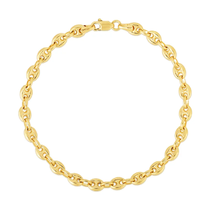 Women’s luxury bangle-14K Yellow Gold Puffed Mariner Chain Bracelet