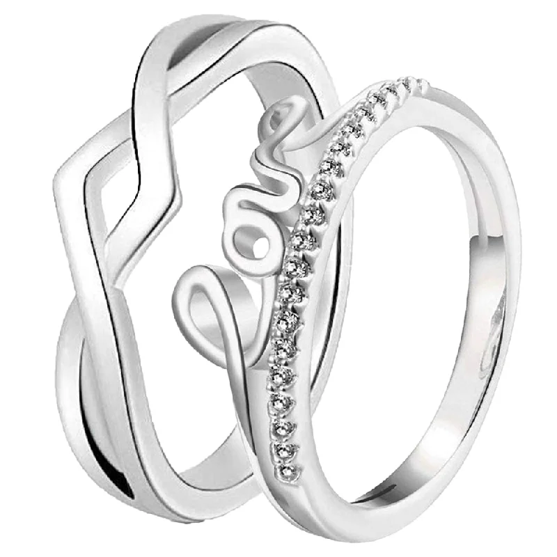 Women’s simple ring-Mahi Valentine Gift Proposal Endless Affection Couple Ring with Crystal for Men and Women (FRCO1103212R)