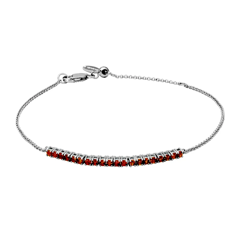 Women’s stylish bangle-Sterling Silver Garnet Bolo Bracelet by Samuel B.