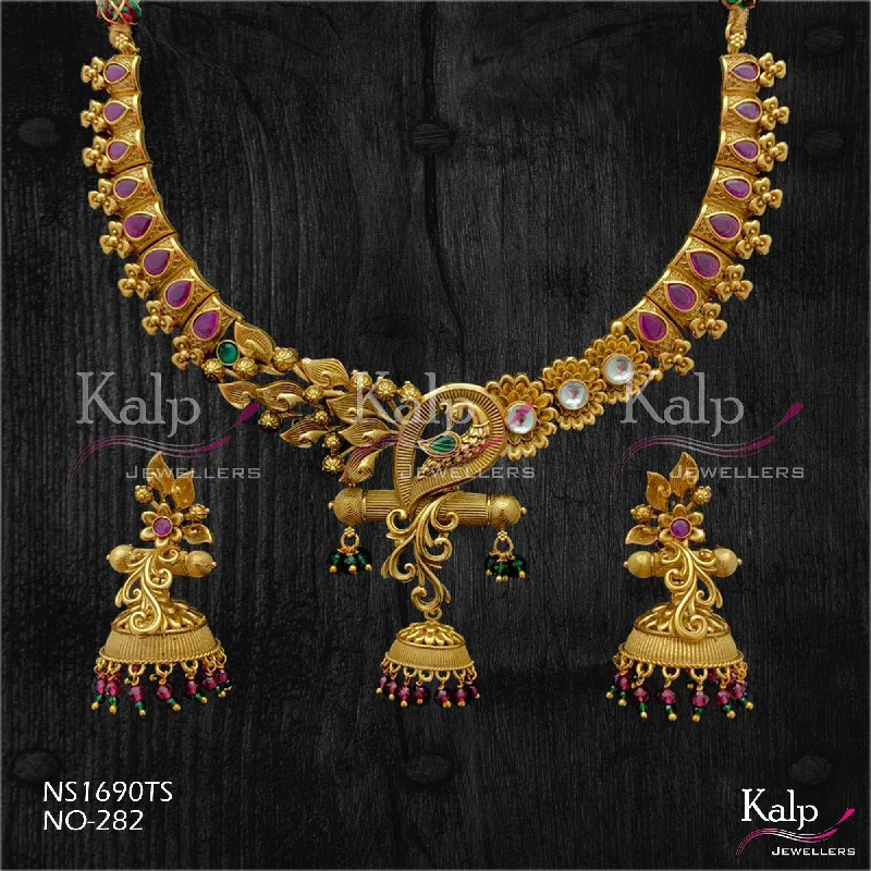 Women’s layered necklace-Kalp Jewellers Copper Gold Plated Necklace Set