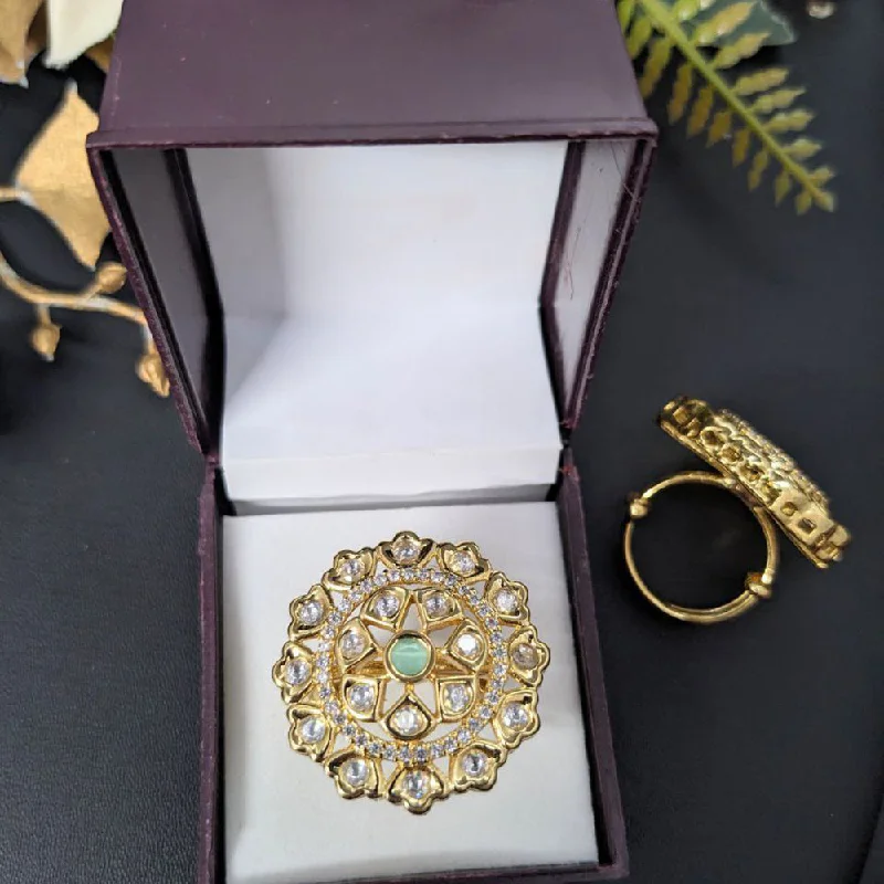 Women’s crown ring-Aamrapali Gold Plated Kundan Ring (1 Piece Only)