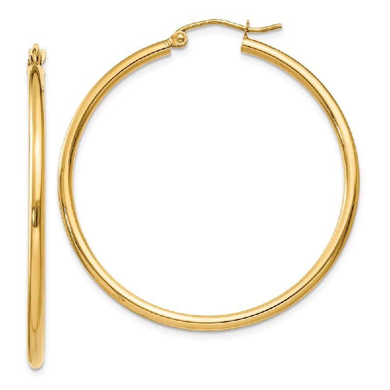 Women’s silver drop earrings-2mm, 14k Yellow Gold Classic Round Hoop Earrings, 40mm (1 1/2 Inch)