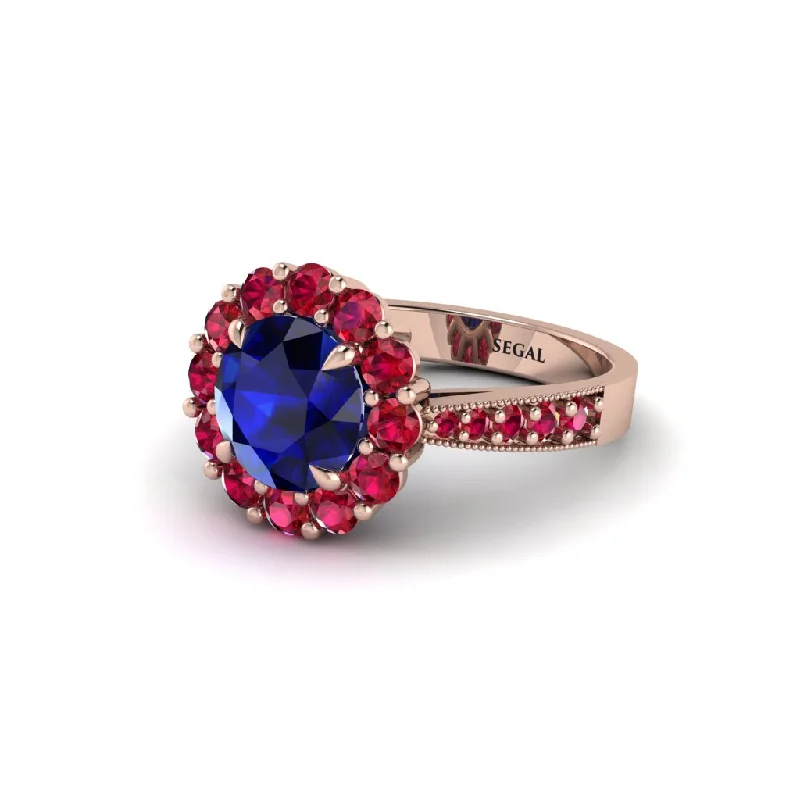 Women’s heart-shaped engagement ring-Ruby Round Halo Engagement Ring - Unity No. 59