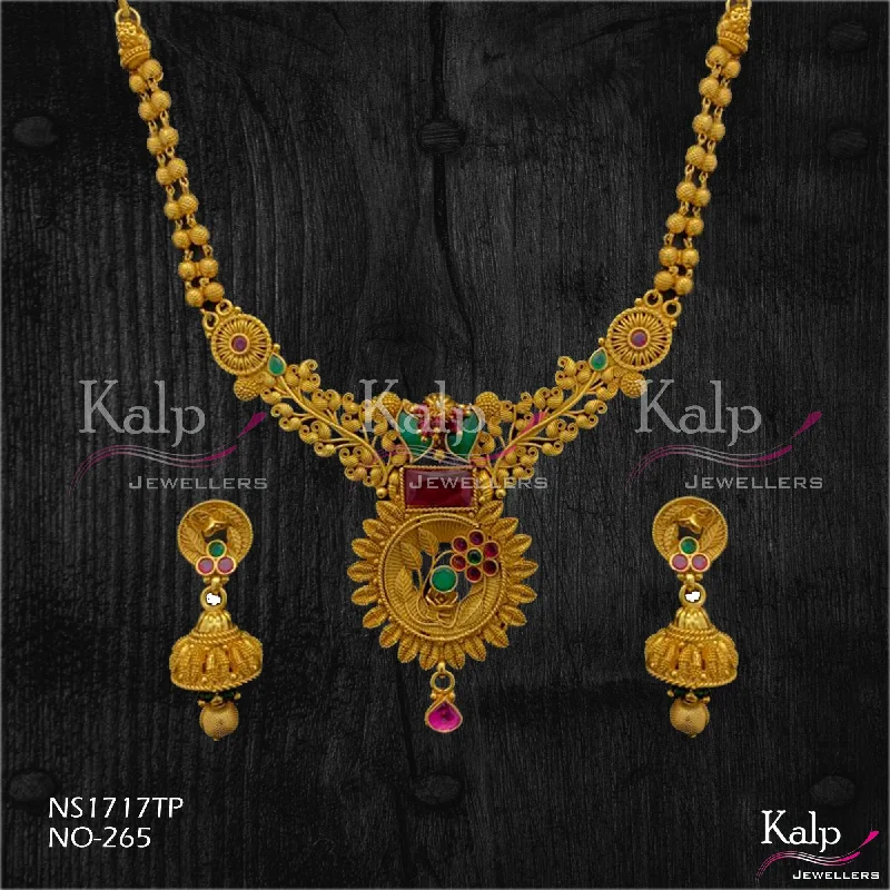 Women’s eco-friendly necklace-Kalp Jewellers Copper Gold Plated Necklace Set