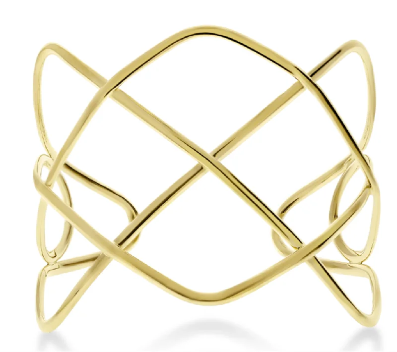 Women’s gemstone cuff bracelet-14K Yellow Gold Argyle Lines Cuff Bracelet