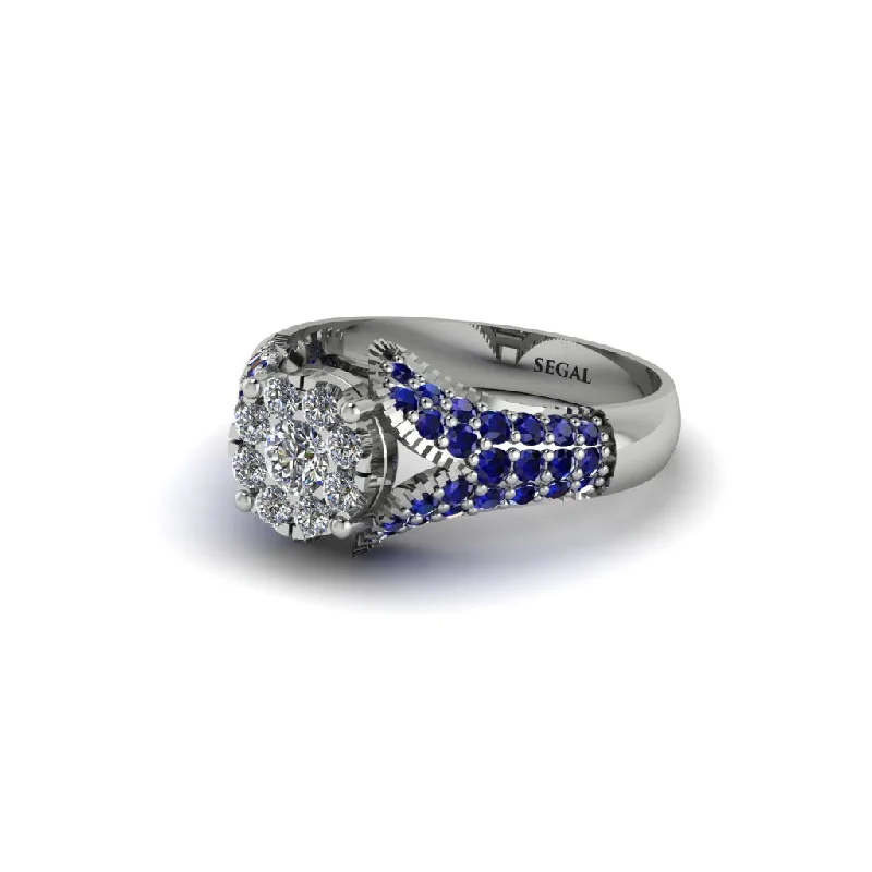 Women’s signature engagement ring-Sapphire Floral Cluster Engagement Ring  - Penelope No. 63