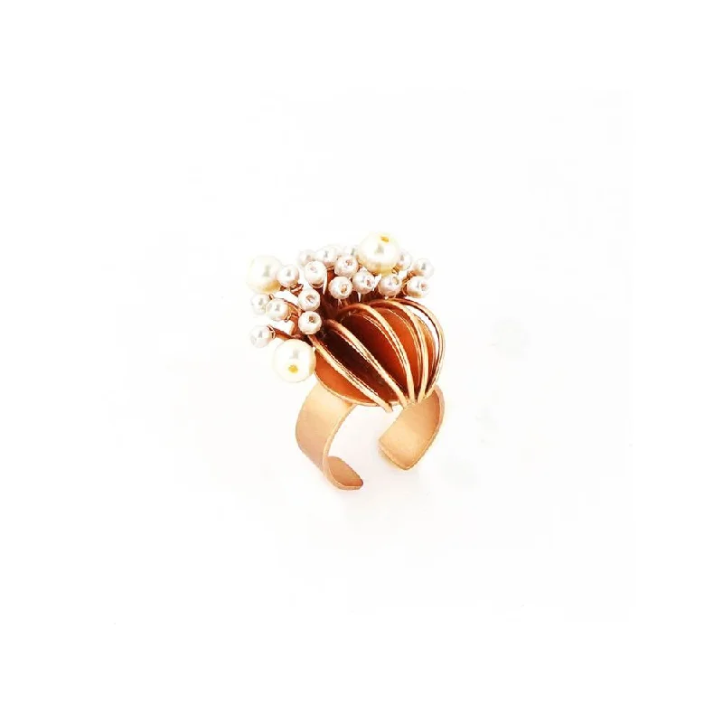 Women’s zircon ring-Suhani Pittie Gold Plated Anemone And Pearl Reef Ring