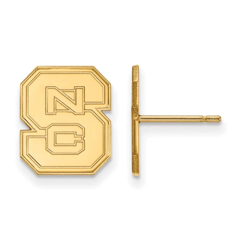 Women’s trendy earrings-14k Gold Plated Silver North Carolina State Post Earrings