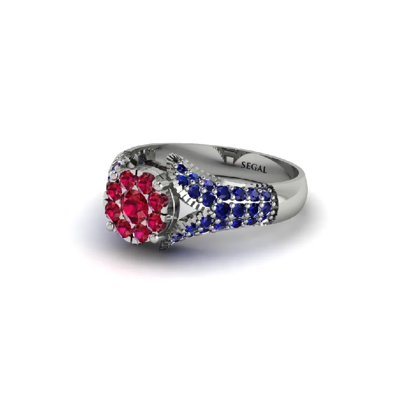 Women’s beautiful engagement ring-Sapphire Floral Cluster Engagement Ring  - Penelope No. 72