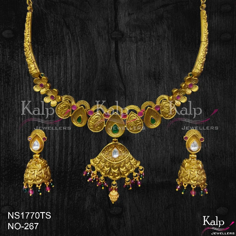 Women’s heart-shaped necklace-Kalp Jewellers Copper Gold Plated Necklace Set