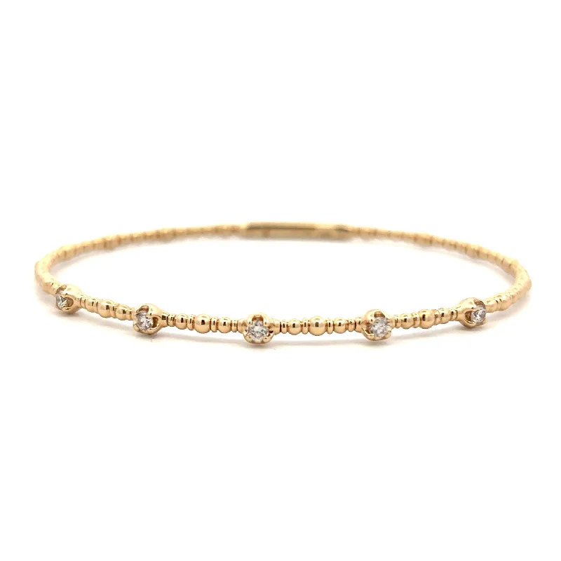 Women’s rose gold bracelet-14K Yellow Gold 0.26ctw Round Diamond Station Bangle Bracelet