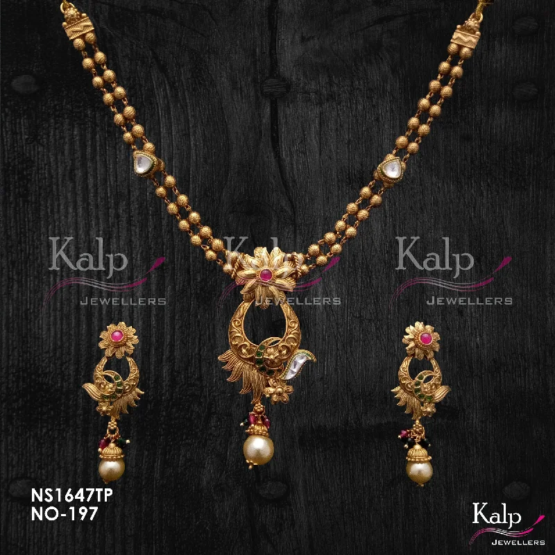 Women’s chain link necklace-Kalp Jewellers Copper Gold Plated Necklace Set