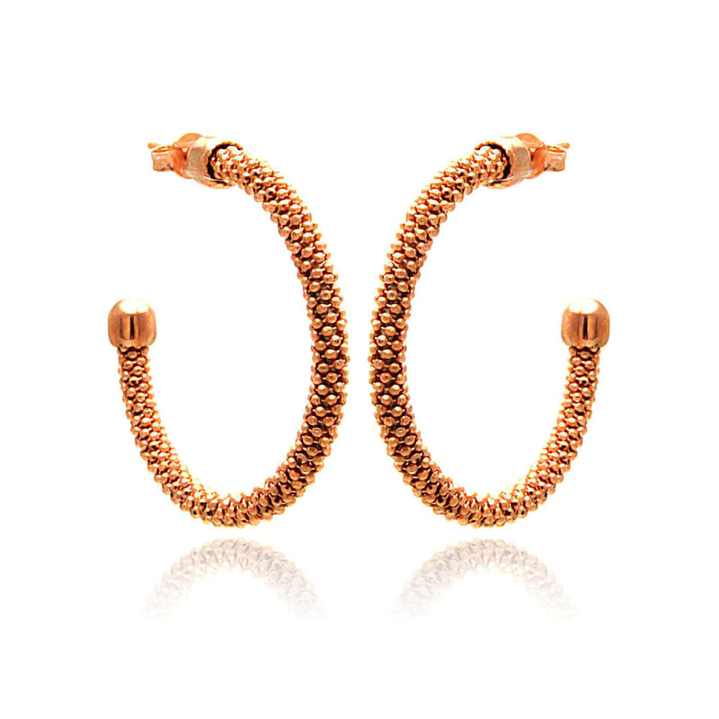 Women’s long earrings-Silver 925 Rose Gold Plated Hoop Earrings