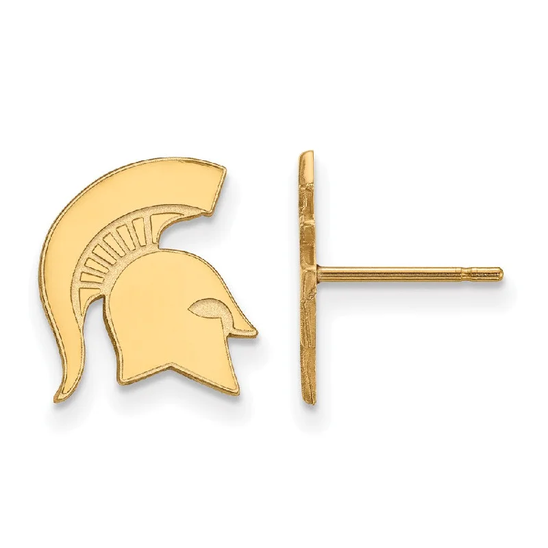 Women’s initial earrings-10k Yellow Gold Michigan State University Small Post Earrings