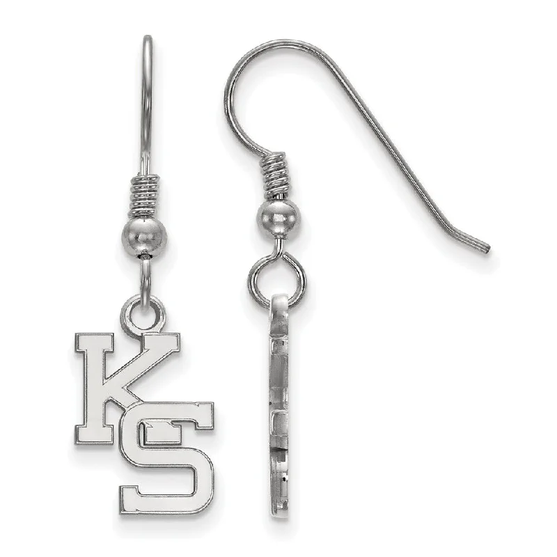 Women’s handmade earrings-Sterling Silver Kansas State University Small 'KS' Dangle Earrings