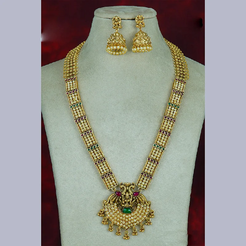 Women’s personalized necklace-Diksha Collection Gold Plated Temple Long Necklace Set