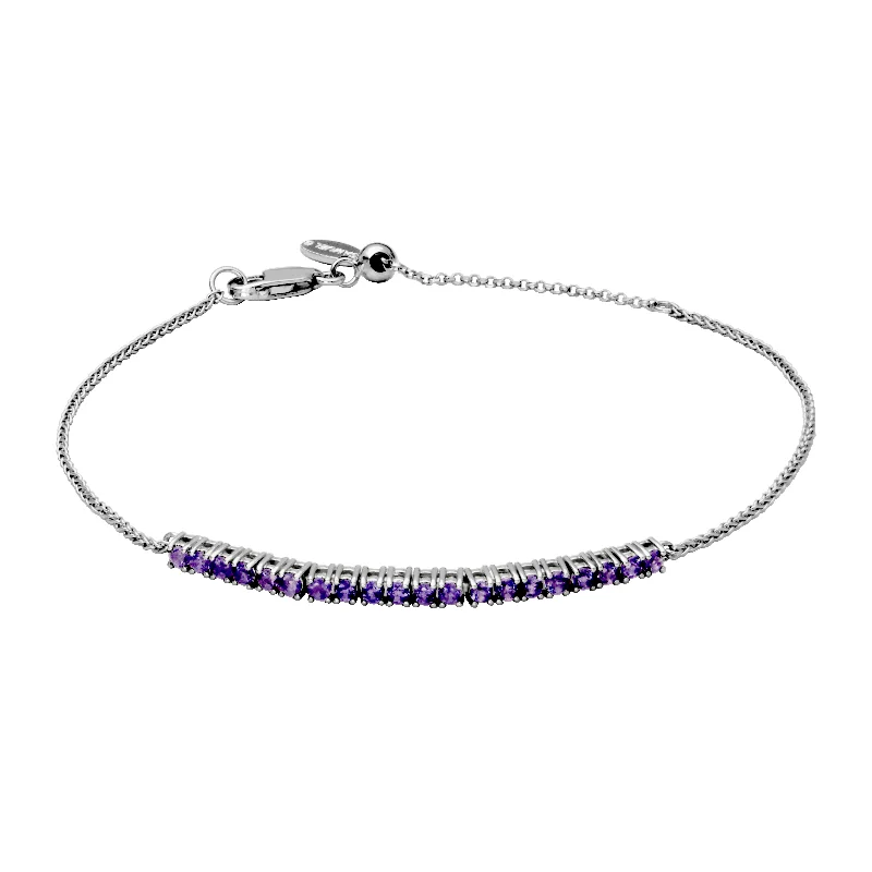 Women’s braided bracelet-Sterling Silver African Amethyst Bolo Bracelet by Samuel B.