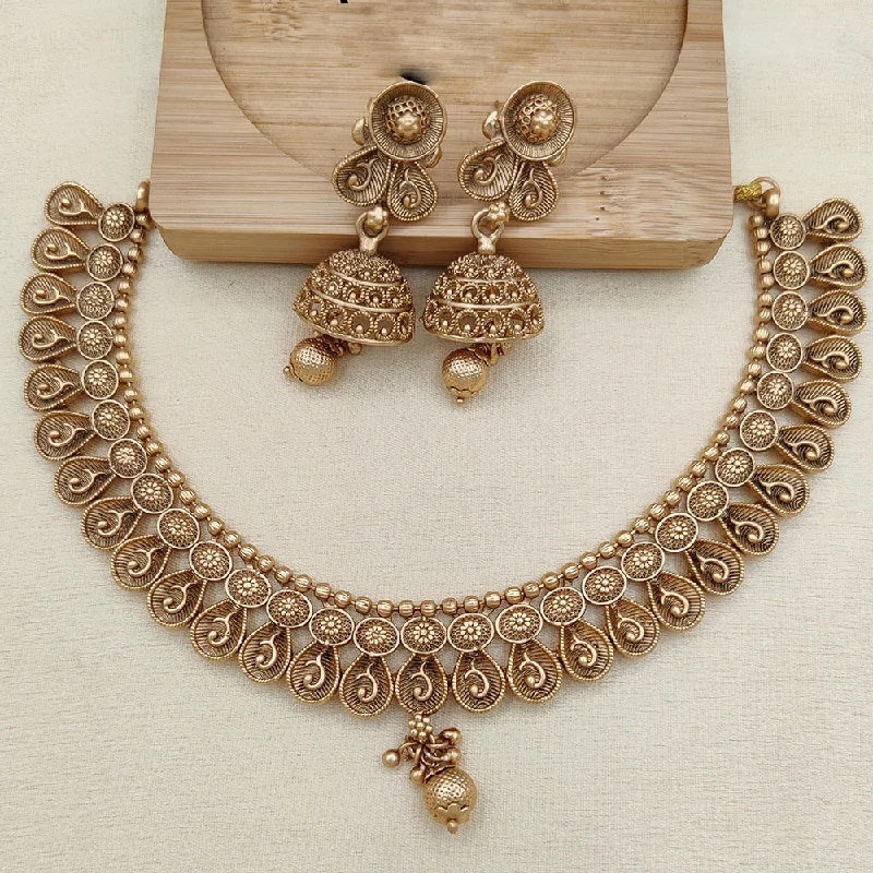 Women’s floral necklace-Jewel Addiction Copper Rajwadi Finish Pota Stone Necklace Set