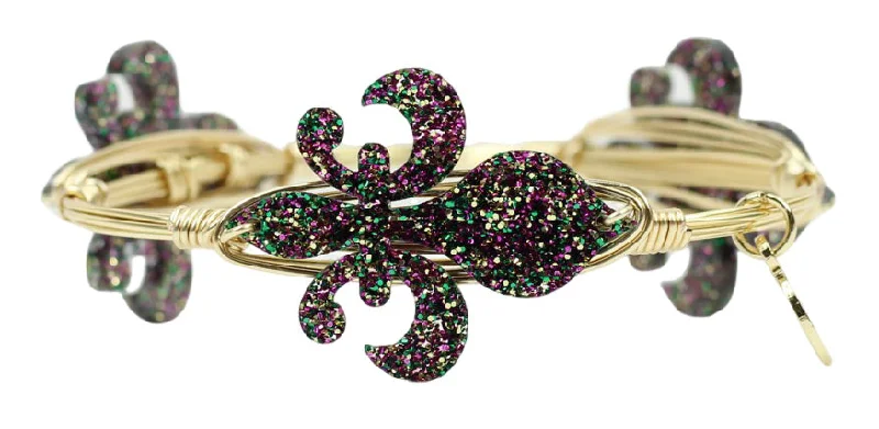 Women’s round bangle-The Fleur De Lis Bangle Bracelet - Glitter