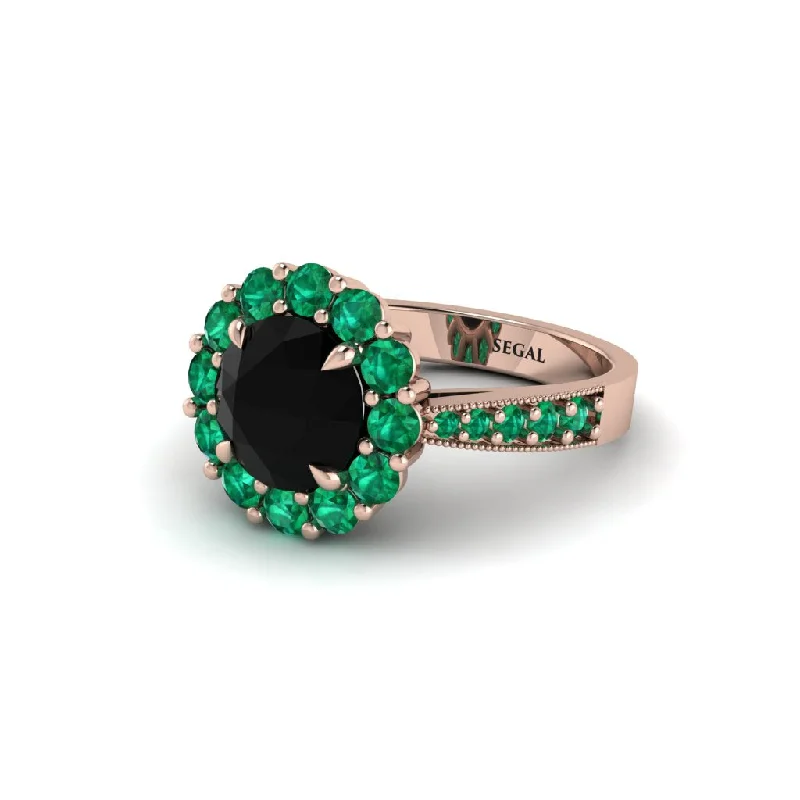 Women’s custom diamond engagement ring-Emerald Round Halo Engagement Ring - Unity No. 23