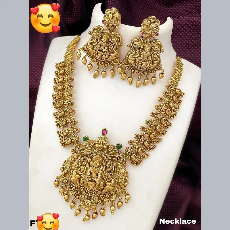 Women’s long necklace-Manisha Jewellery Gold Plated Temple Necklace Set