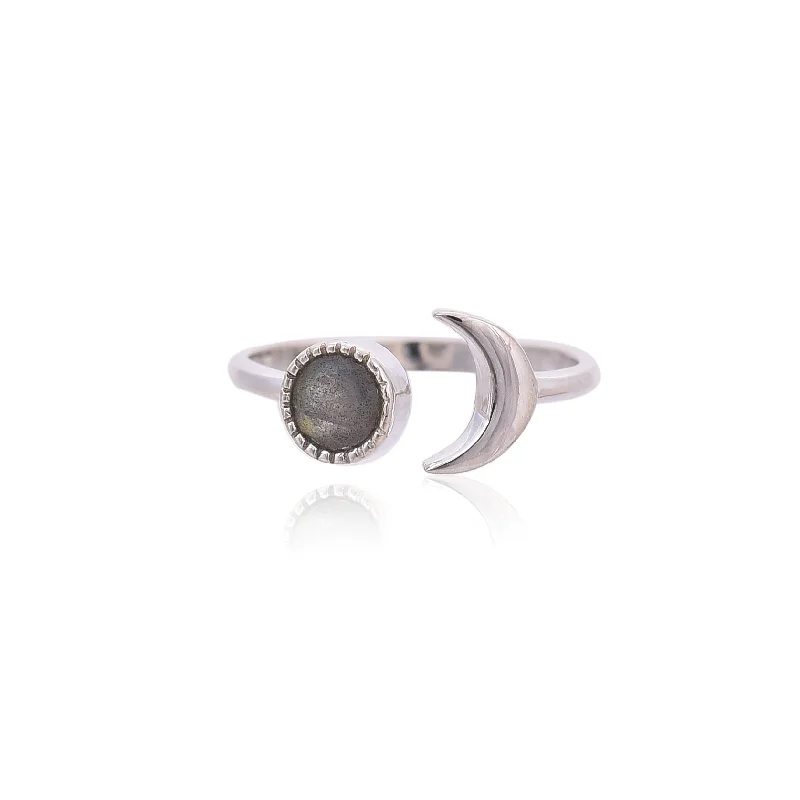 Women’s round diamond ring-Silver Mountain 925 Sterling Silver Labradorite Ring