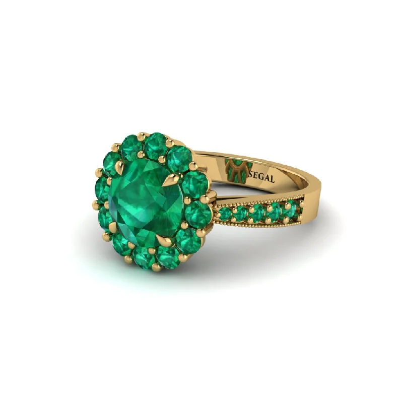 Women’s halo engagement ring-Emerald Round Halo Engagement Ring - Unity No. 19