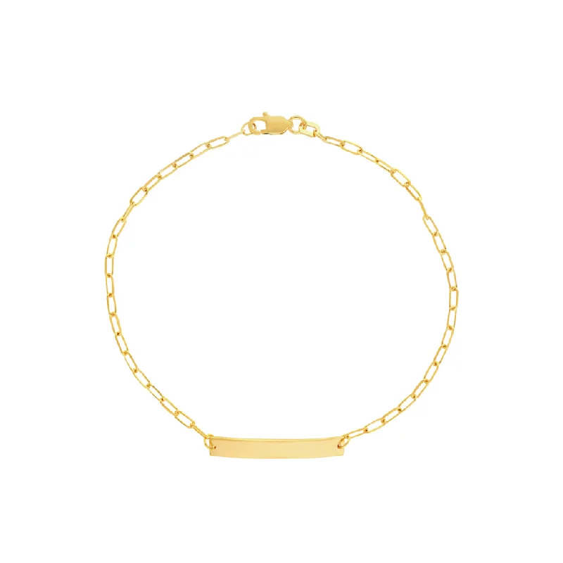 Women’s rose gold bracelet-14K Yellow Gold Engravable ID Bar Bracelet by Midas Chain