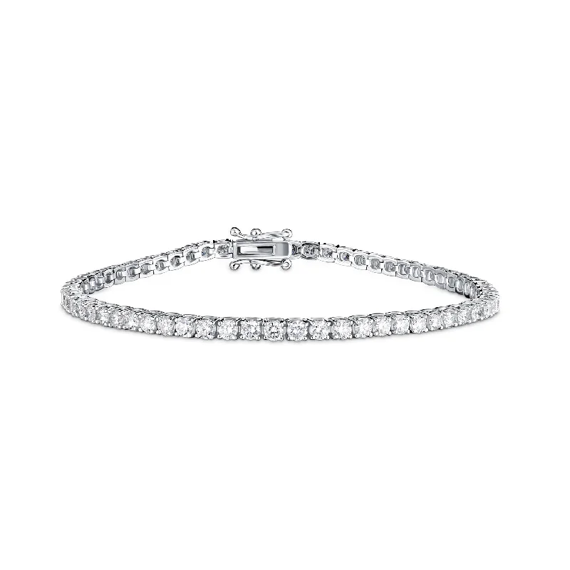 Women’s mixed metal bracelet-Diamond Line Bracelet (3.87ctw)