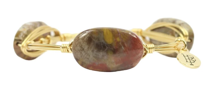 Women’s silver bangle-Cherry Creek Agate Bangle Bracelet