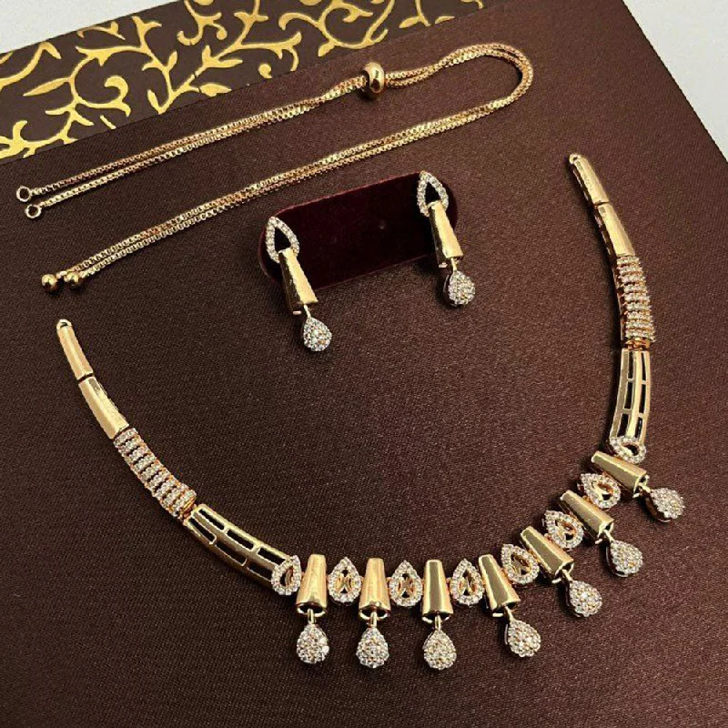 Women’s floral necklace-Aamrapali Gold Plated Austrian Stone Necklace Set