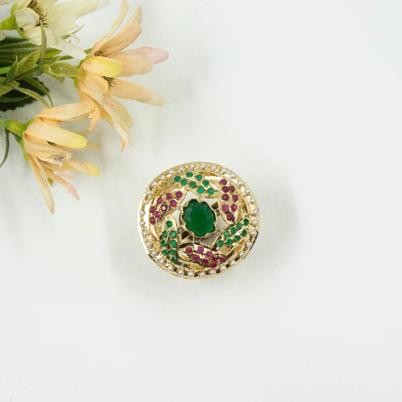 Women’s vintage diamond ring-Nipura Golden Harika Jadau Ring