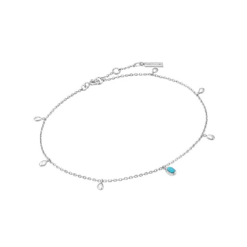 Women’s leather bracelet-Sterling Silver Synthetic Turquoise Drop Station Bracelet by Ania Haie