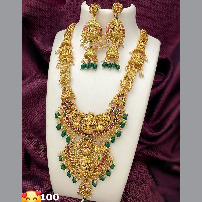 Women’s vintage necklace-Manisha Jewellery Gold Plated Temple Long Necklace Set