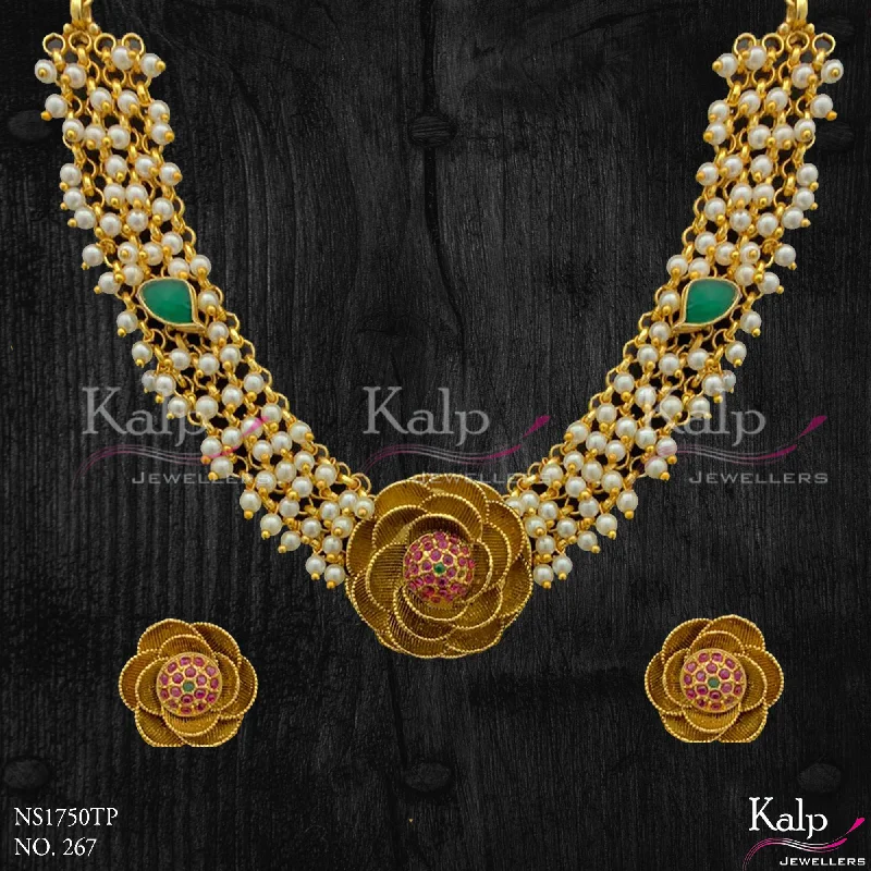 Women’s personalized necklace-Kalp Jewellers Copper Gold Plated Necklace Set