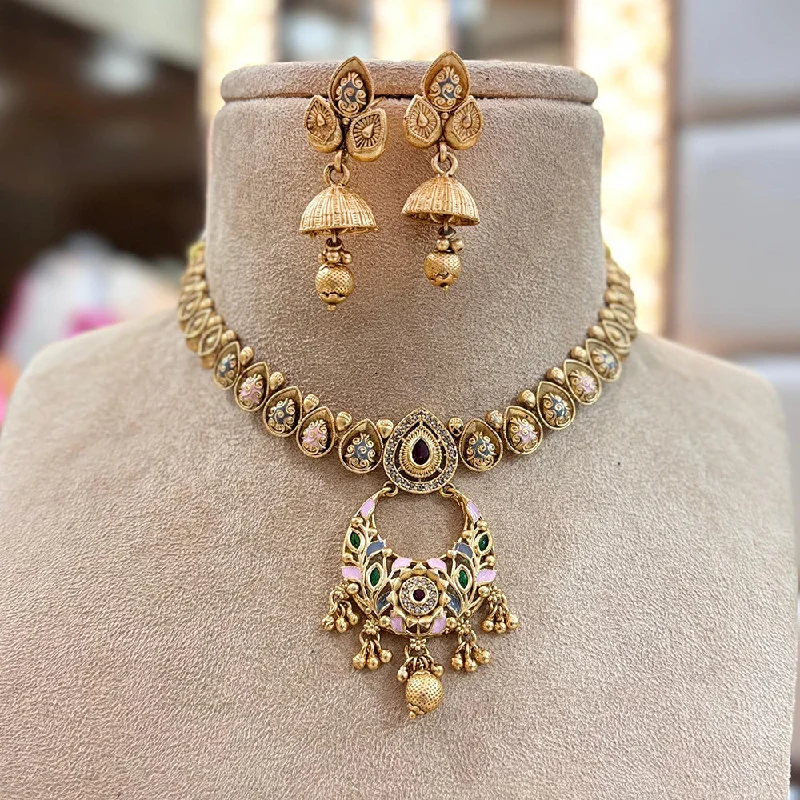 Women’s bridal necklace-Jewel Addiction Copper Gold Pota Stone Necklace Set