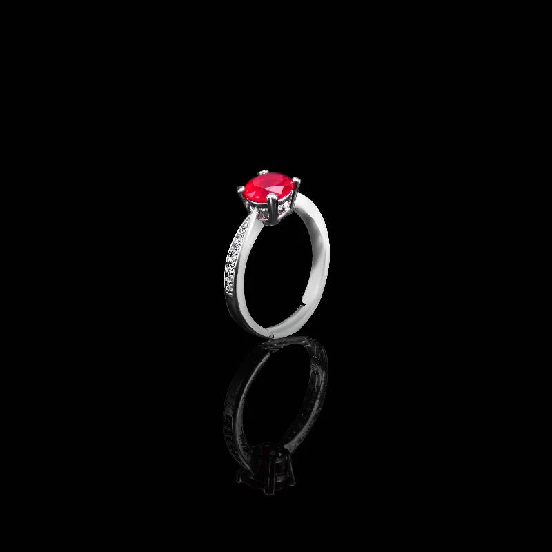 Women’s engagement ring-Nipura Solitaire Ruby Zircon Ring