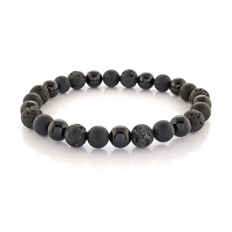 Women’s statement bangle-Lava Stone and Black Onyx Men's Beaded Bracelet