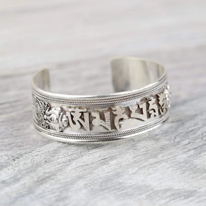 Women’s black leather bracelet-Tibetan Compassion Mantra Bracelet