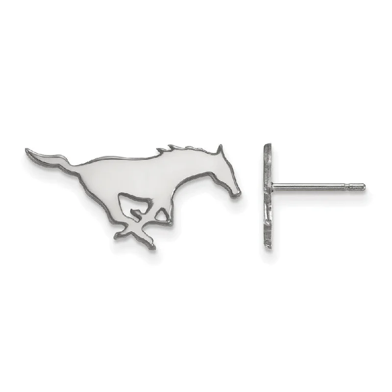 Women’s statement stud earrings-10k White Gold Southern Methodist Univ. Small Post Earrings