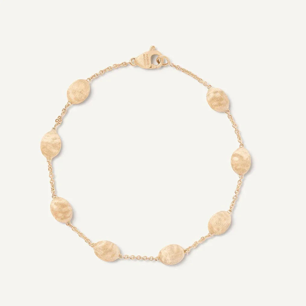 Women’s personalized leather bracelet-Siviglia Collection 18K Yellow Gold Medium Bead Bracelet