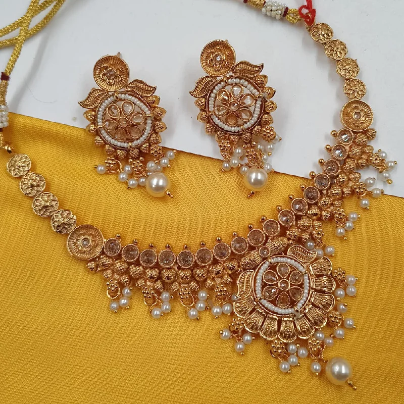 Women’s classic gold necklace-Padmawati Bangles Copper Gold Plated Necklace Set